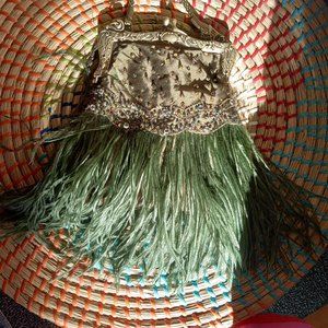 Vintage like  2Os  feather  flirty purse